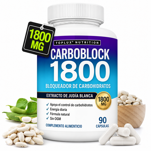 CarboBlock 1800® – Bloqueador de Carbohidratos y Control de Peso | Fórmula Americana 1800mg | 90 Cápsulas